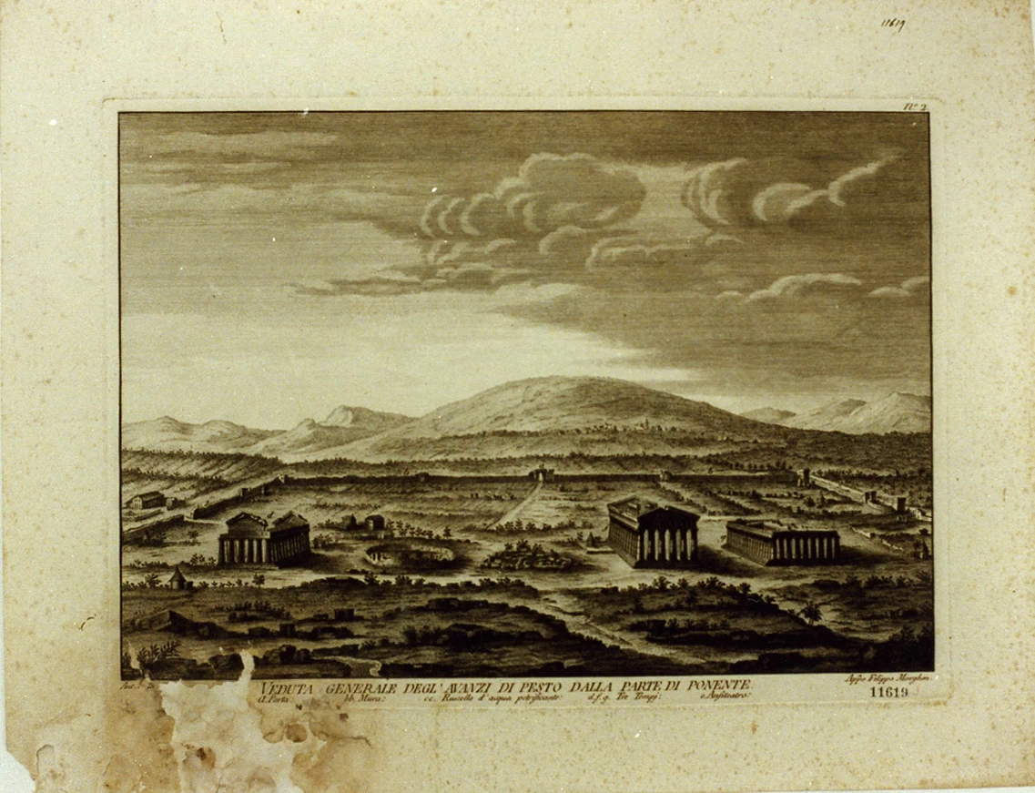 Veduta dei templi di Paestum - Certosa di san Martino, Napoli